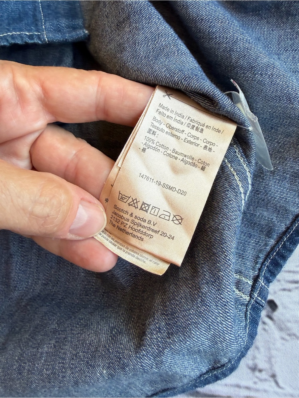 Scotch & Soda Men’s Long Sleeve Button-Down Denim Shirt Blauw EUC Size Large - Picture 11 of 16